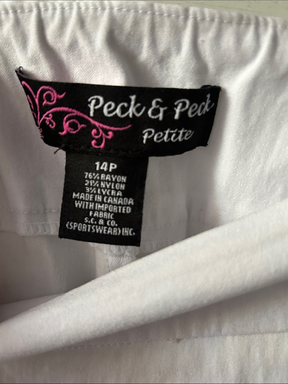 🫶💐 Peck & Peck Petite White Pull-On Pants Size 14P - Picture 2 of 4